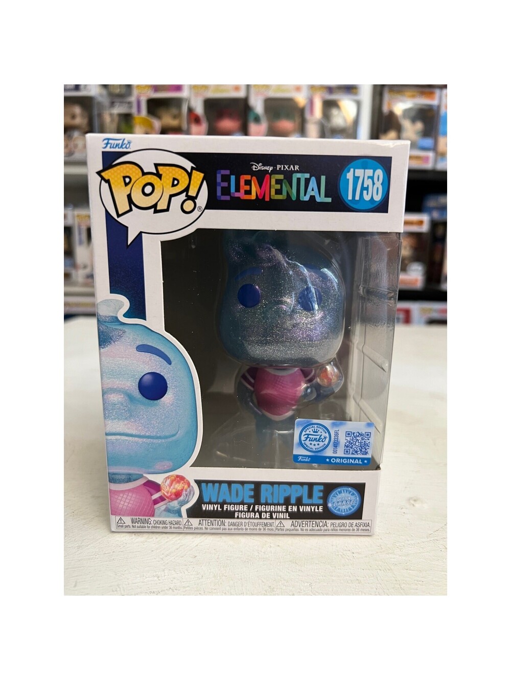 LE EXC GLITTER CHASE Wade Ripple w/ Vivisteria Flower Elemental Funko Pop #1757